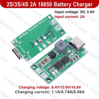 Multi-Cell 2S/3S/4S 2A Boost Charging Module Type-C USB 2S BMS 3S BMS 4S BMS Lithium Li-ion Battery Charging Protection Board 8.4V 12.6V 16.8V Step-Up Power Charger Module