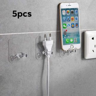 Strong Adhesive Cable Holder Power Plug Socket Wall Door Sticky Hanger Bathroom Equipment Wall Hook Mobile Charger Stand Wall
