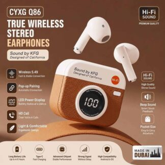 Q86 TWS Wireless Earphones Bluetooth 5.3 Stereo Sport Headphones Retro Camera Style Earbuds Compatible iPhone Android
