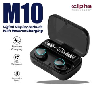 Alpha M10 TWS Wireless Earphones Bluetooth Touch Control In Ear Sports Headset with Digital Display Black