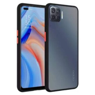 For Oppo F17 - Luxurious Smoky Matte Case Shockproof Contrast Color Hit Button Hard Silicone Transparent Back Cover