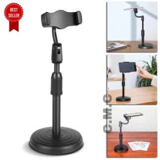 Adjustable Desktop Mobile Phone Holder Stand  360° Rotation & Height Adjustable Desk Stand for Live Streaming, Video Calls, Recording & Online Class  Strong Base & Universal Compat