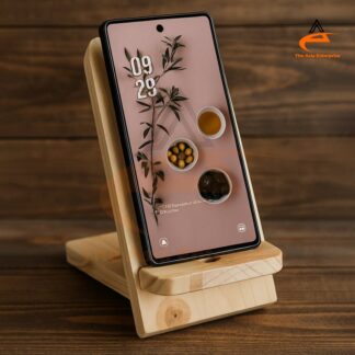 Premium Handmade Wooden Mobile Phone Stand Holder for Desk & Table | Natural Pinewood | Compatible with iPhone, Samsung & All Smartphones | Eco-Friendly & Ergonomic Design