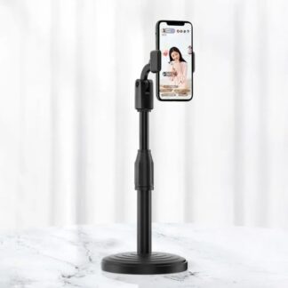 L7 Desktop Mobile Phone Holder Height Adjustable Stand & 360° Rotatable for Live Streaming Shoot YouTube TikTok Video Round Base Smartphone - Mobile Stand