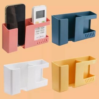 Wall Mounted Phone Charging Stand 2-in-1 Mobile Bracket & Storage Holder Organizer
