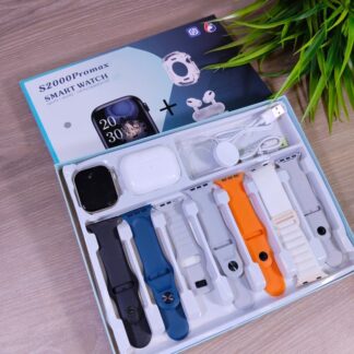 S2000 Pro Max Smart Watch with Wireless AirPods Pro – 10-in-1 Mega Combo Pack – 7 Changeable Straps/Belts with Free Protective Watch Cover – Bluetooth Call & Fitness Tracker Smartw