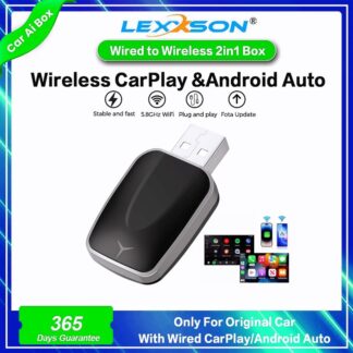 2 in 1 AI Box Mini Adapter Wired to Wireless Carplay&Android Auto Compatible with 99% of Cars Plug and Play WiFi Smart Dongle