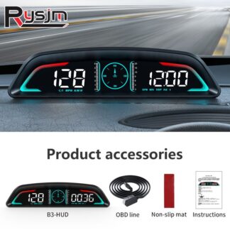 B3 OBD2 HUD Multifunctional Display Smart Digital Meter Speedometer RPM Clock Water Temp Voltage Fuel Consumption Multiple Alarm