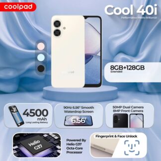 Coolpad Cool 40i Smartphone – 6.56” HD+ 90Hz Display, 8GB RAM (4+4), 128GB ROM, Helio G37, 50MP Camera, 4500mAh Battery