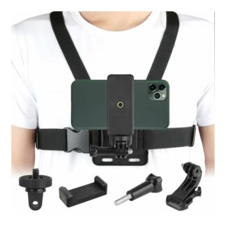 Action Camera Chest Mount with Phone Holder for Smartphone and Action Camera - Effortlessly Capture Your Vlogs and Adventures, Chest Mount With Mobile Mount Holder