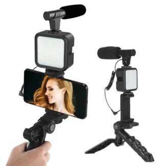 AY-49 Smartphone Vlogging Kit – Wireless Control Photography Ring Light with Tripod Stand & Microphone for TikTok, YouTube, Conferences